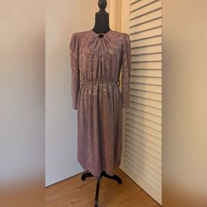 Elegant Vintage Mauve Long Sleeve Dress
